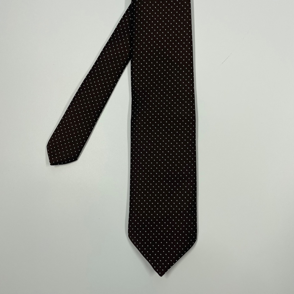 Designer Collection Brown Polka Dot Silk Blend Necktie Mens OS